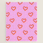 Red love heart shape pattern Jigsaw Puzzle Gallery Image 1