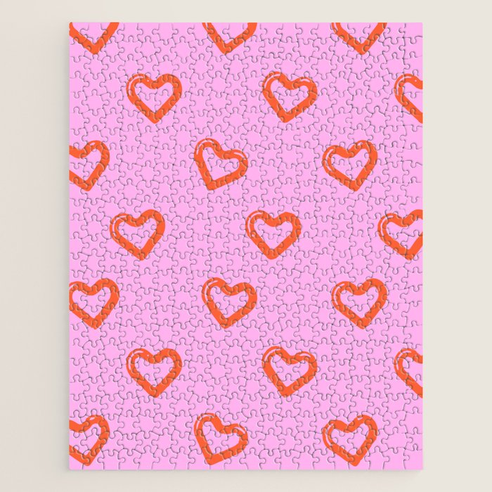 Red love heart shape pattern Jigsaw Puzzle Gallery Image 1