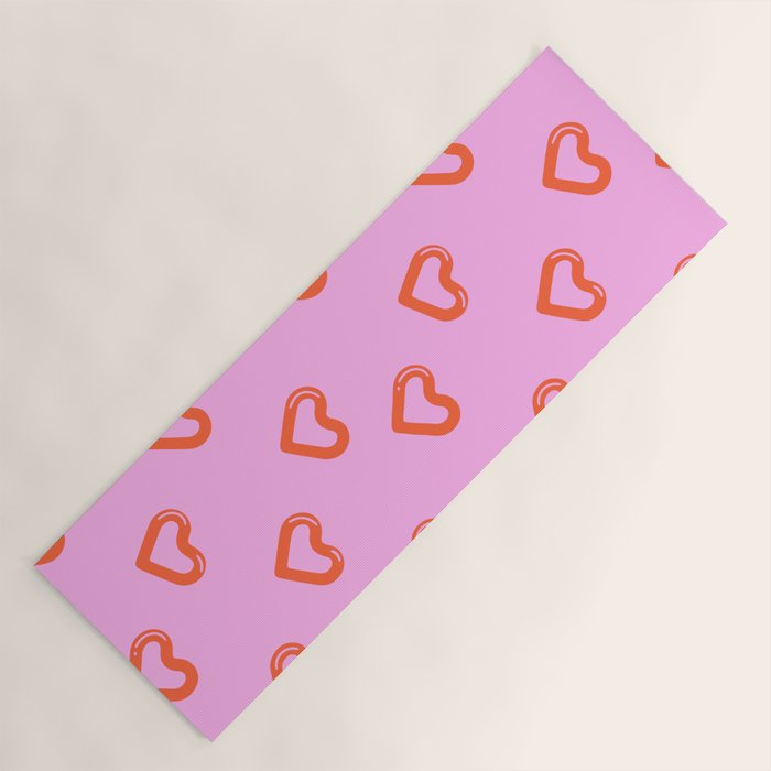 Red love heart shape pattern Yoga Mat Gallery Image 1