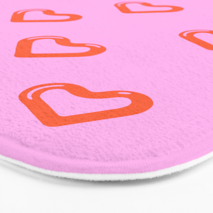 Red love heart shape pattern Bath Mat Gallery Image 3