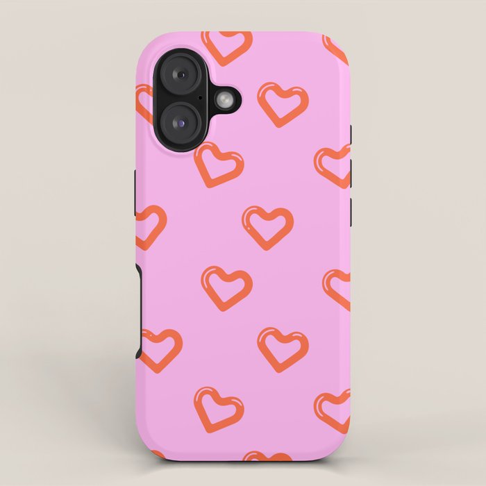 Red love heart shape pattern iPhone Case Gallery Image 1