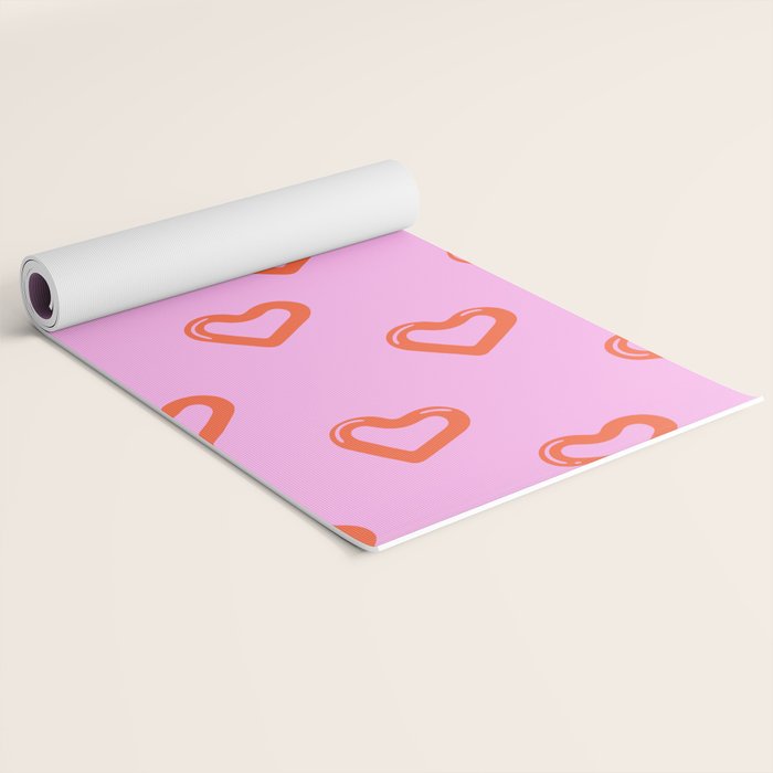 Red love heart shape pattern Yoga Mat Gallery Image 2