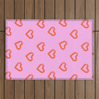 Red love heart shape pattern Outdoor Rug Gallery Image 1