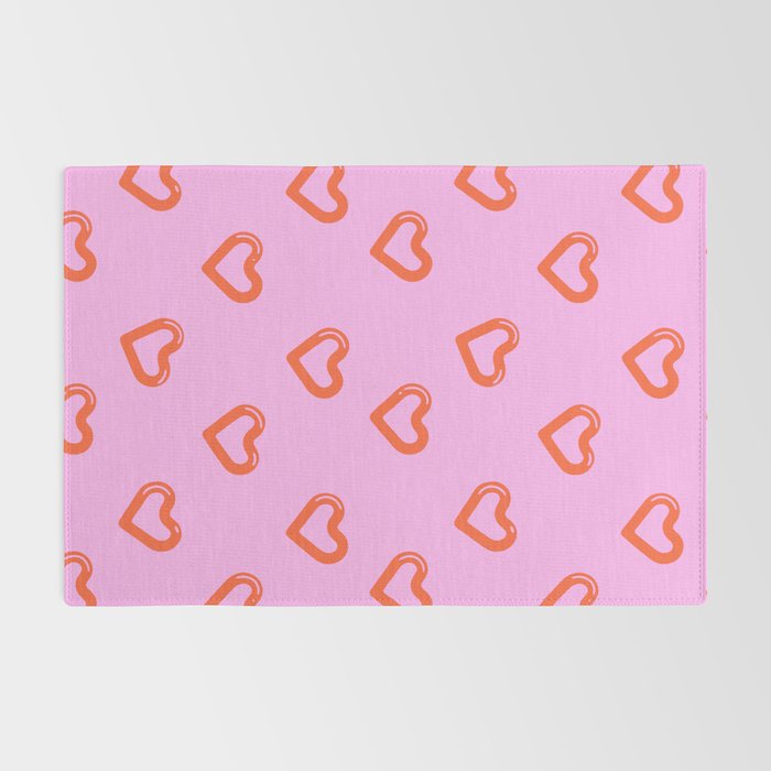 Red love heart shape pattern Rug Gallery Image 2