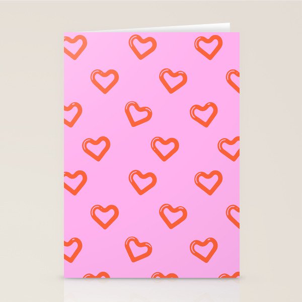 Red love heart shape pattern Stationery Card Gallery Image 2