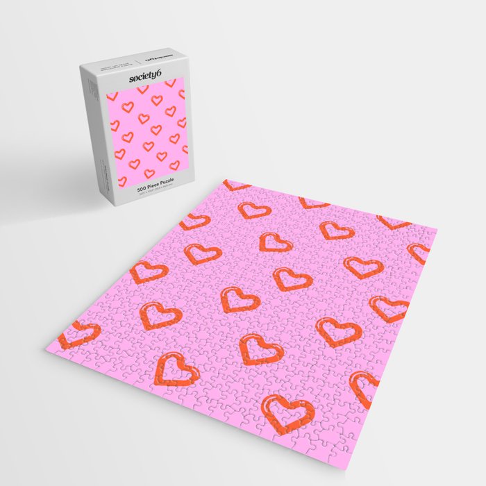 Red love heart shape pattern Jigsaw Puzzle Gallery Image 2