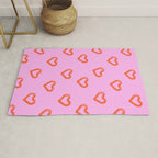 Red love heart shape pattern Rug Gallery Image 1