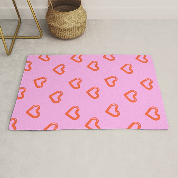 Red love heart shape pattern Rug Gallery Image 1