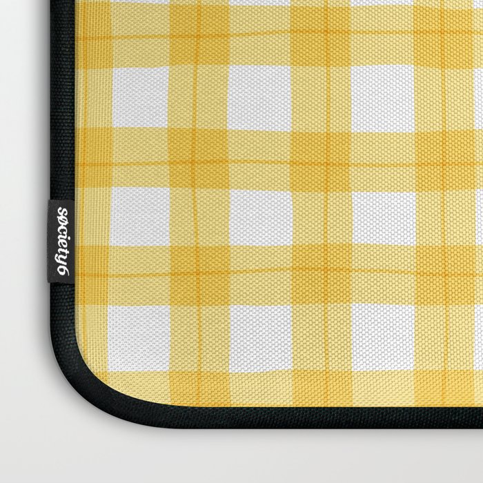 Yellow geometric plaid gingham pattern Laptop Sleeve Gallery Image 3
