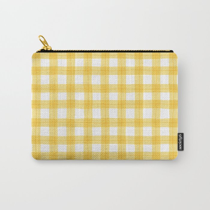 Yellow geometric plaid gingham pattern Carry All Pouch Gallery Image 1