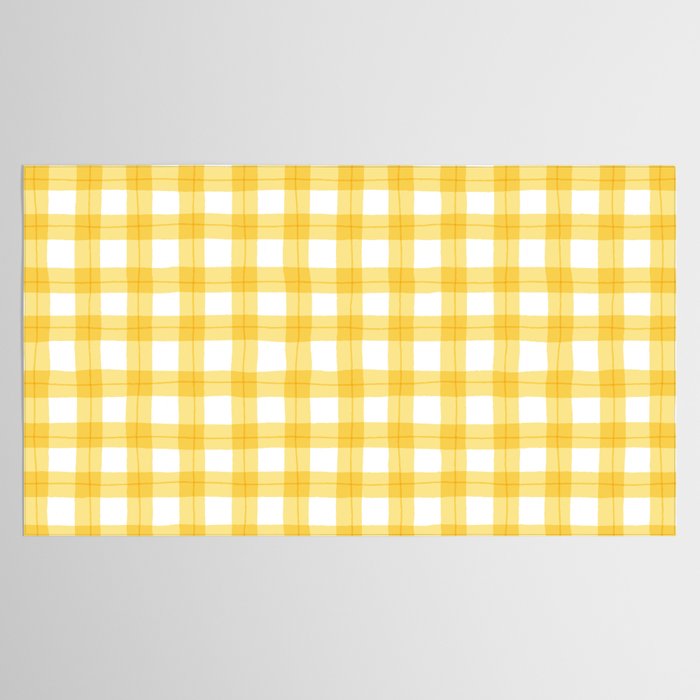 Yellow geometric plaid gingham pattern Tablecloth Gallery Image 2