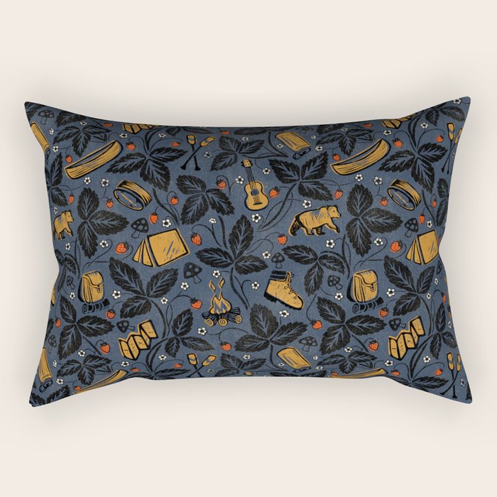 Summer Camping - Midnight Blue Rectangular Pillow Gallery Image 1