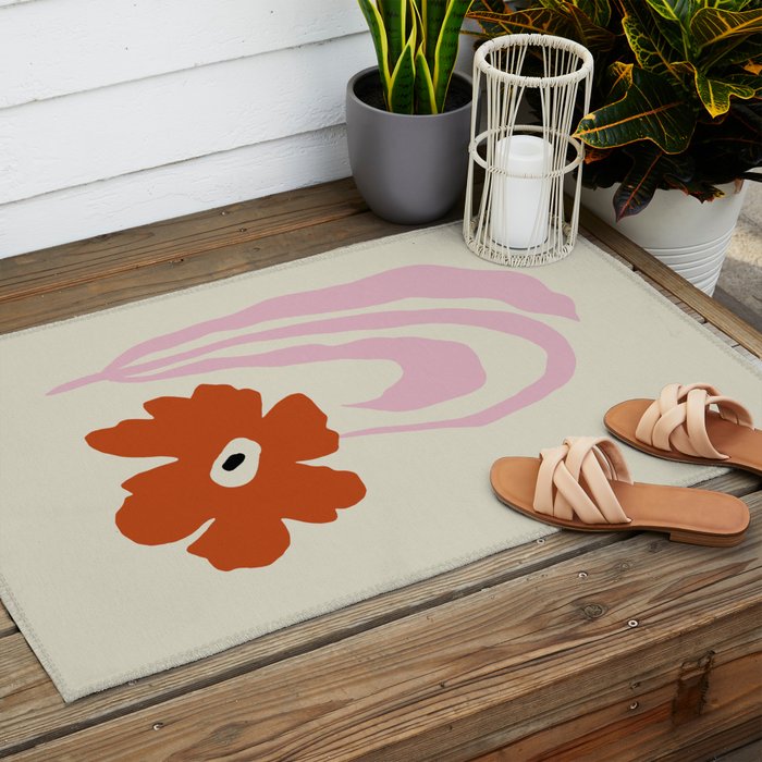 Dropping pink flower  Outdoor Rug Gallery Image 2
