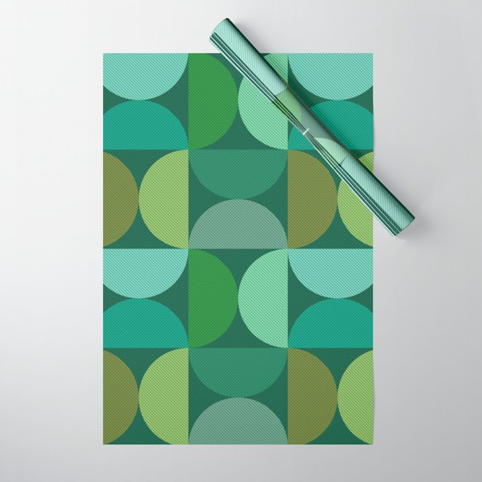 Mid Century Modern Shapes - Green Wrapping Paper Gallery Image 1