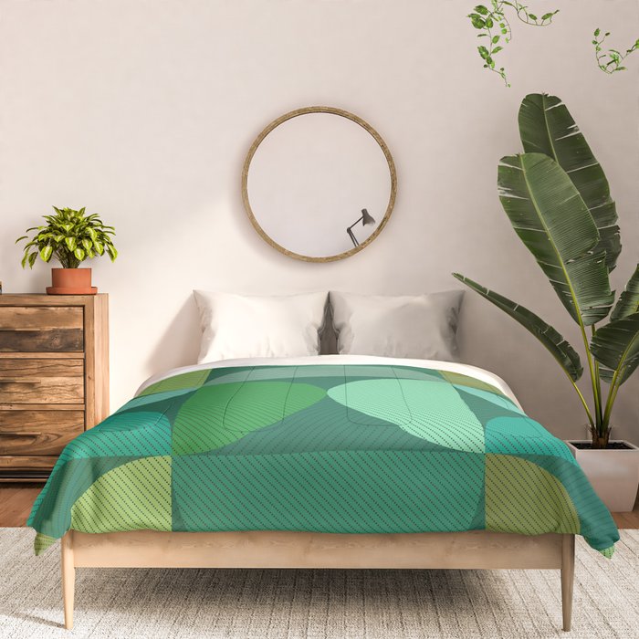 Mid Century Modern Shapes - Green Comforter Gallery Image 3