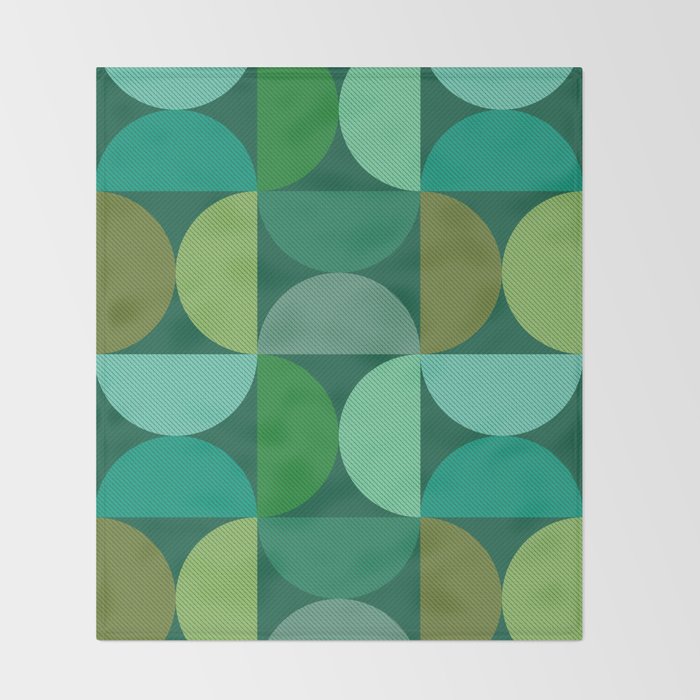 Mid Century Modern Shapes - Green Throw Blanket Gallery Image 2