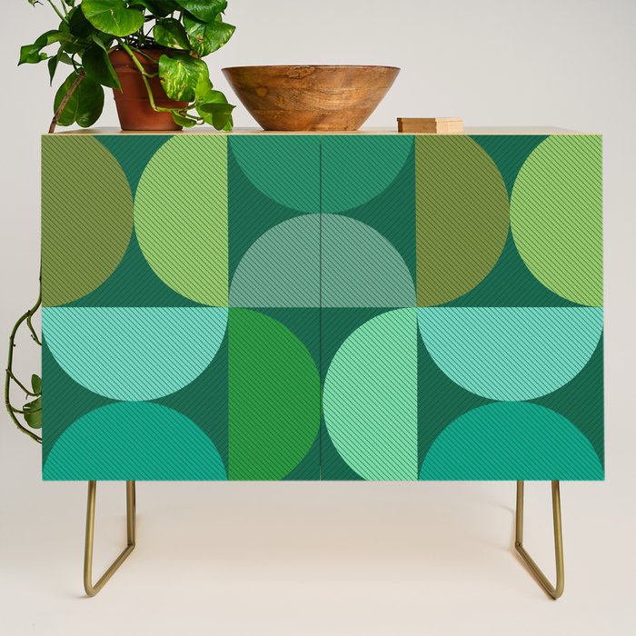 Mid Century Modern Shapes - Green Credenza Gallery Image 1