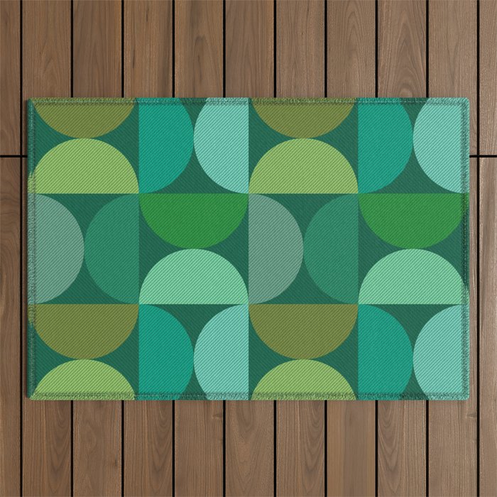Mid Century Modern Shapes - Green Outdoor Rug Gallery Image 1