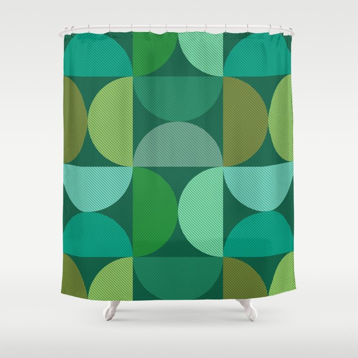 Mid Century Modern Shapes - Green Shower Curtain Gallery Image 1