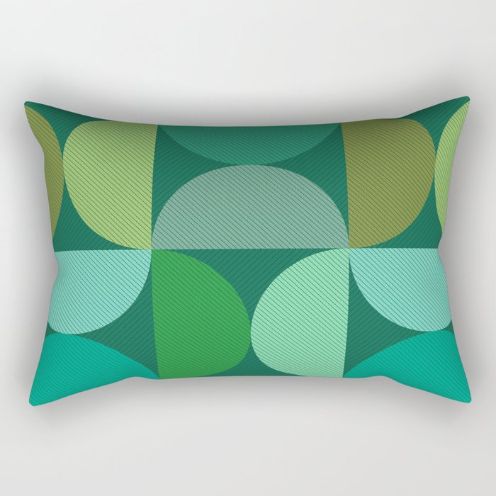 Mid Century Modern Shapes - Green Rectangular Pillow Gallery Image 2