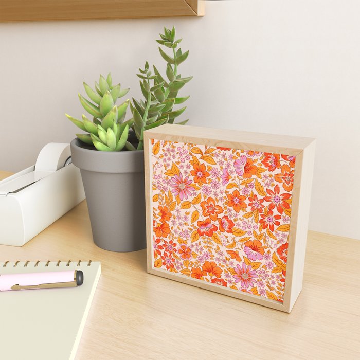 Posey - orange and pink Mini Art Print Gallery Image 2