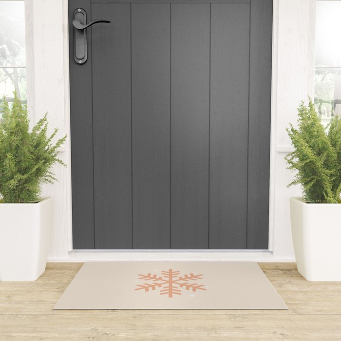 Snowflake Boho Christmas Decor Modern Earth Tones Welcome Mat Gallery Image 3