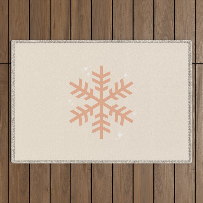 Snowflake Boho Christmas Decor Modern Earth Tones Outdoor Rug Gallery Image 1