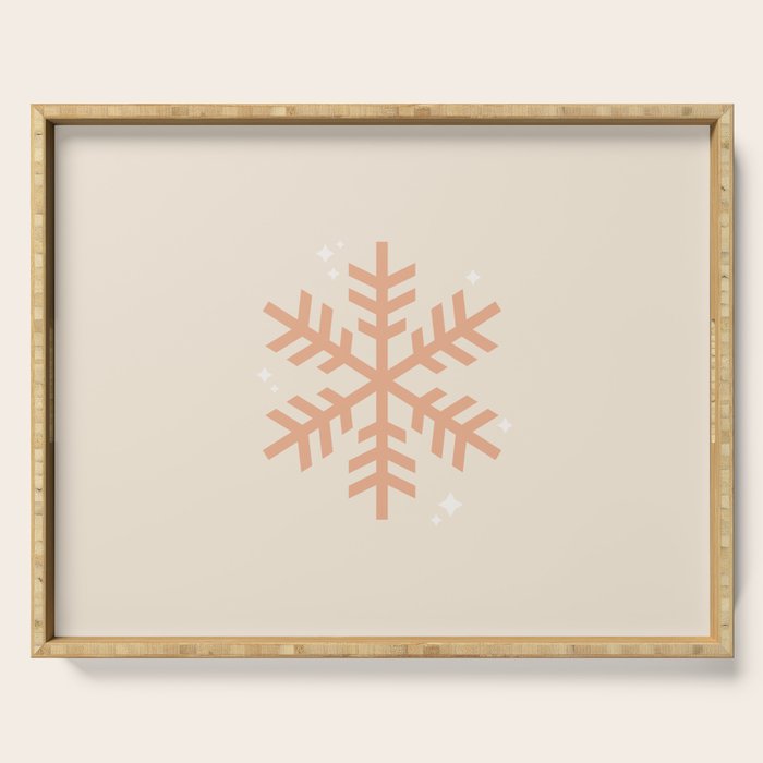 Snowflake Boho Christmas Decor Modern Earth Tones Serving Tray Gallery Image 1