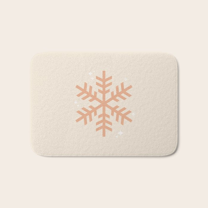 Snowflake Boho Christmas Decor Modern Earth Tones Bath Mat Gallery Image 1