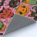 Retro Halloween in Pink - Skull Black Cat Devil Pumpkin Bat Owl Motifs Rug Gallery Image 4