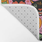 Retro Halloween in Pink - Skull Black Cat Devil Pumpkin Bat Owl Motifs Bath Mat Gallery Image 2