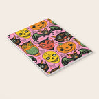 Retro Halloween in Pink - Skull Black Cat Devil Pumpkin Bat Owl Motifs Notebook Gallery Image 3
