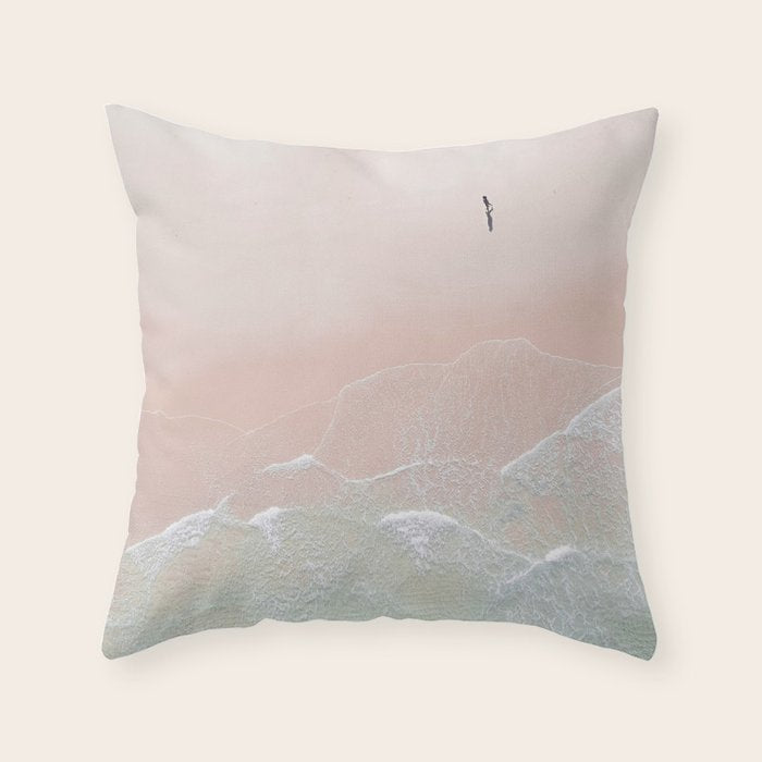 Ocean Walk II - Aerial Beach photography by Ingrid Beddoes Throw Pillow Gallery Image 6