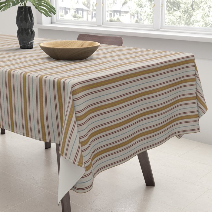 Heirloom Stripe Cream Tablecloth Gallery Image 3