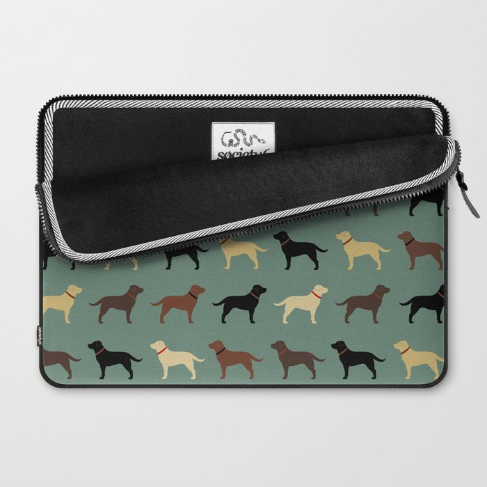 Labrador Retriever Dog Silhouettes Pattern Laptop Sleeve Gallery Image 2