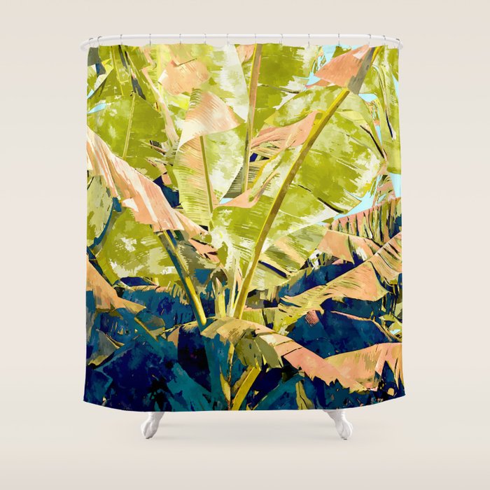 Blush Banana Tree Shower Curtain Gallery Image 1