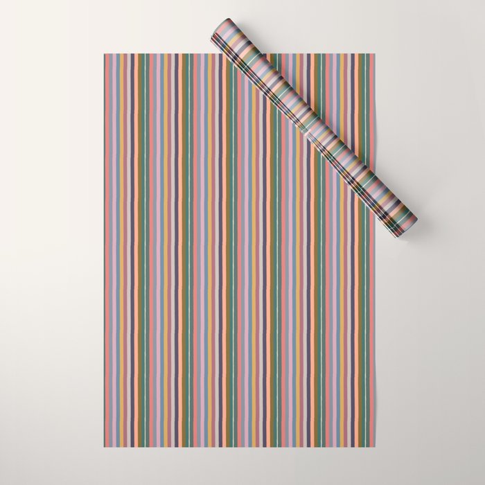 Muted Color Stripes of Joy Wrapping Paper Gallery Image 1