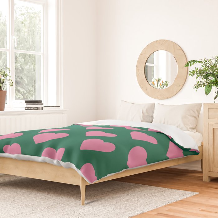 Bubblegum and Forest Just Hearts Duvet Cover Gallery Image 2