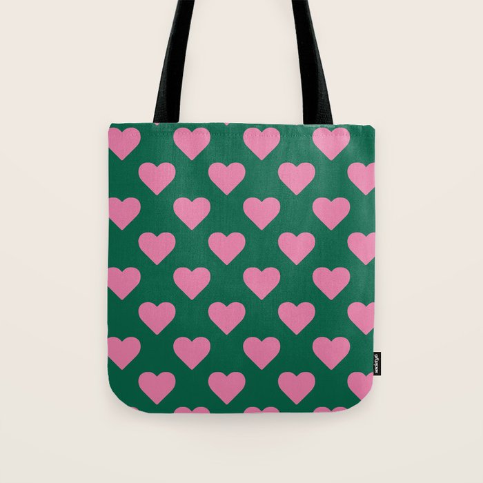 Bubblegum and Forest Just Hearts Tote Bag Gallery Image 1