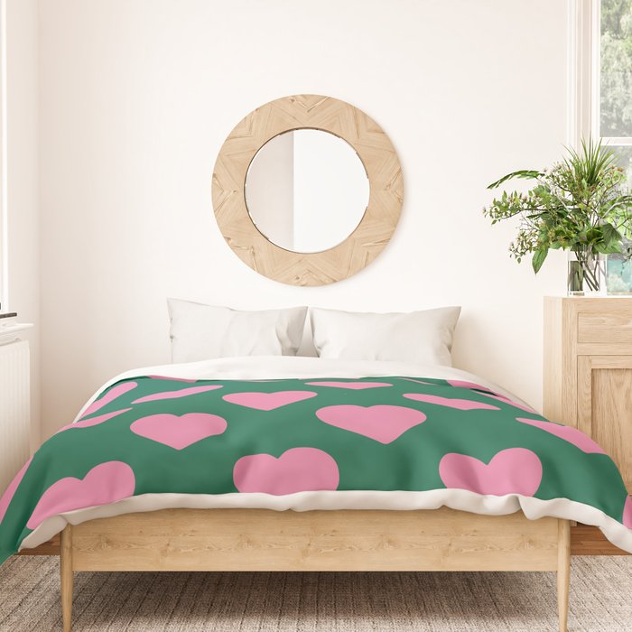 Bubblegum and Forest Just Hearts Duvet Cover Gallery Image 3