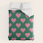 Bubblegum and Forest Just Hearts Duvet Cover Gallery Image 6