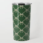 Bows & Ribbons Pattern XXV Dark Forest Green Travel Mug Gallery Image 1