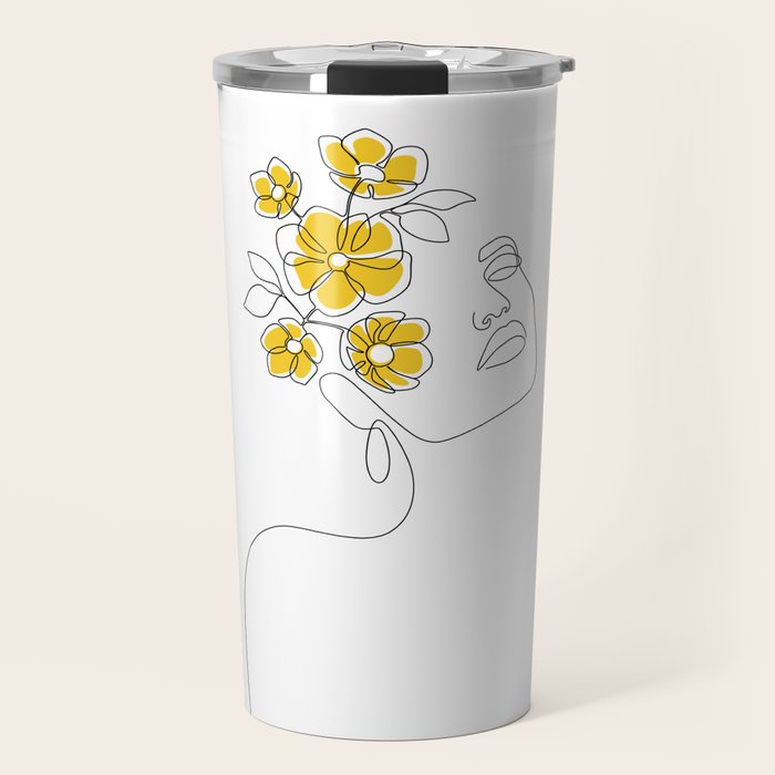 Mustard Bloom Girl Travel Mug Gallery Image 1
