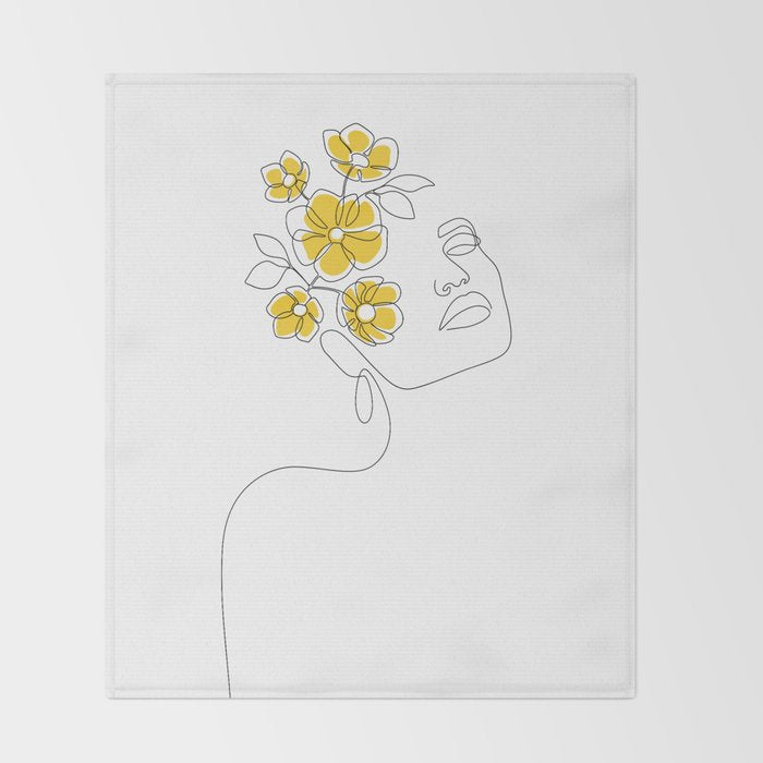 Mustard Bloom Girl Throw Blanket Gallery Image 2