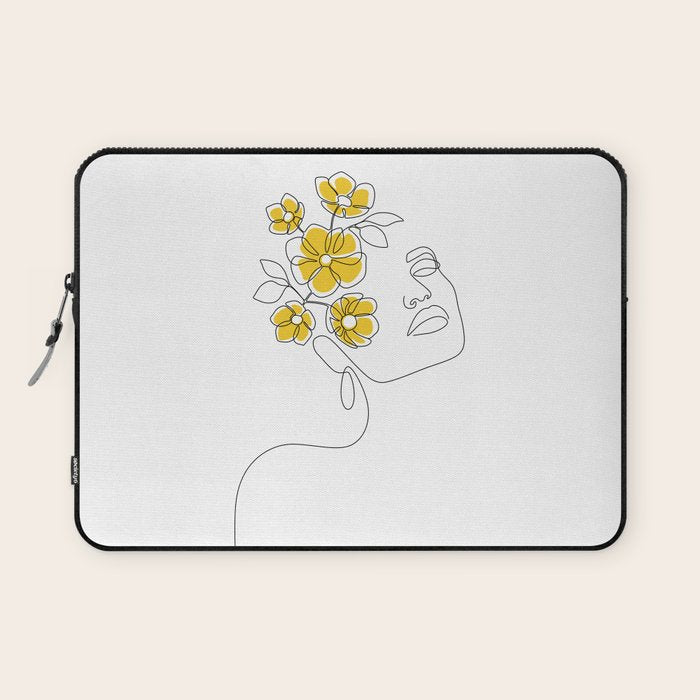 Mustard Bloom Girl Laptop Sleeve Gallery Image 1