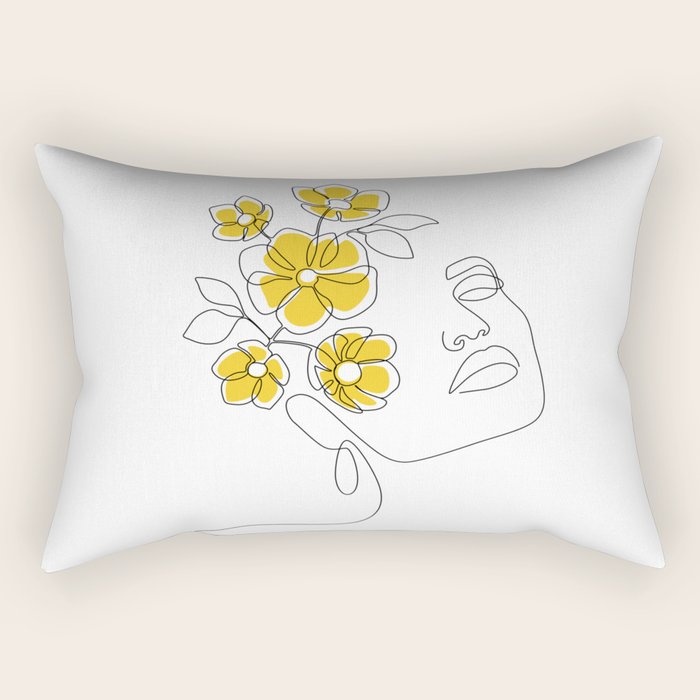 Mustard Bloom Girl Rectangular Pillow Gallery Image 1