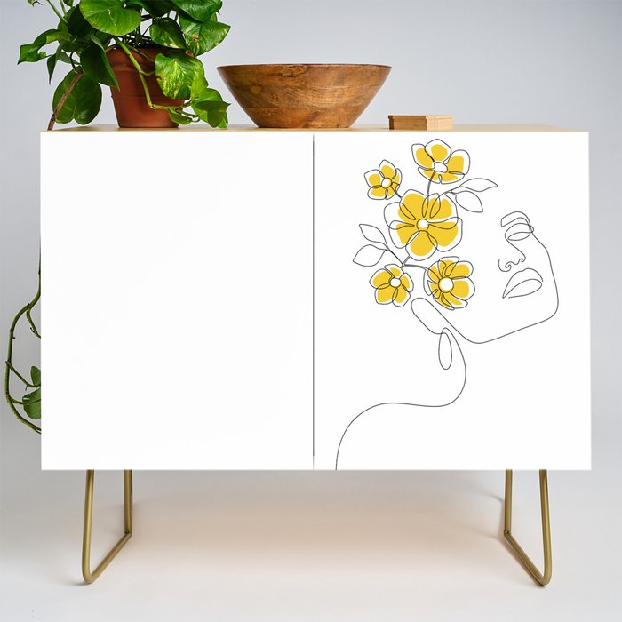 Mustard Bloom Girl Credenza Gallery Image 1
