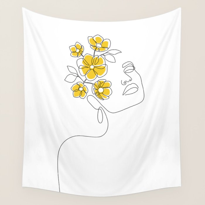 Mustard Bloom Girl Wall Tapestry Gallery Image 1
