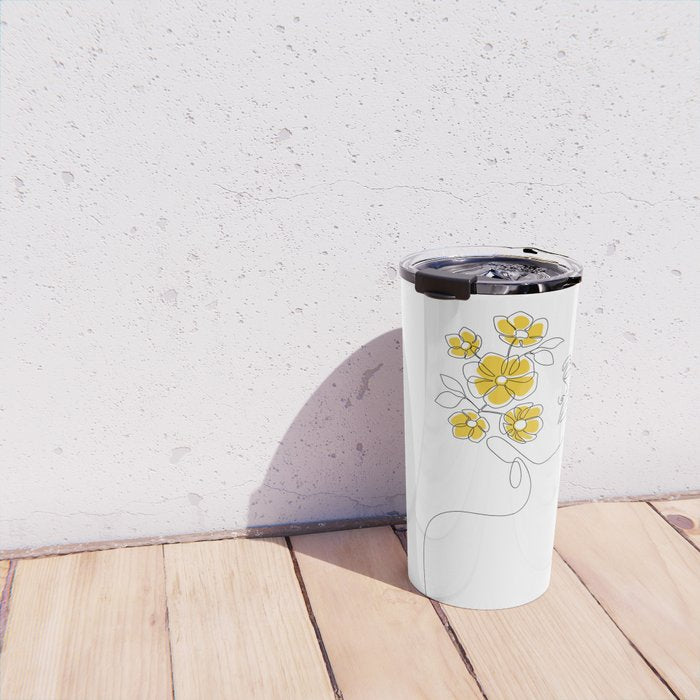Mustard Bloom Girl Travel Mug Gallery Image 4