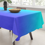 Neon Blue and Bright Neon Aqua Ombré Shade Color Fade Tablecloth Gallery Image 3
